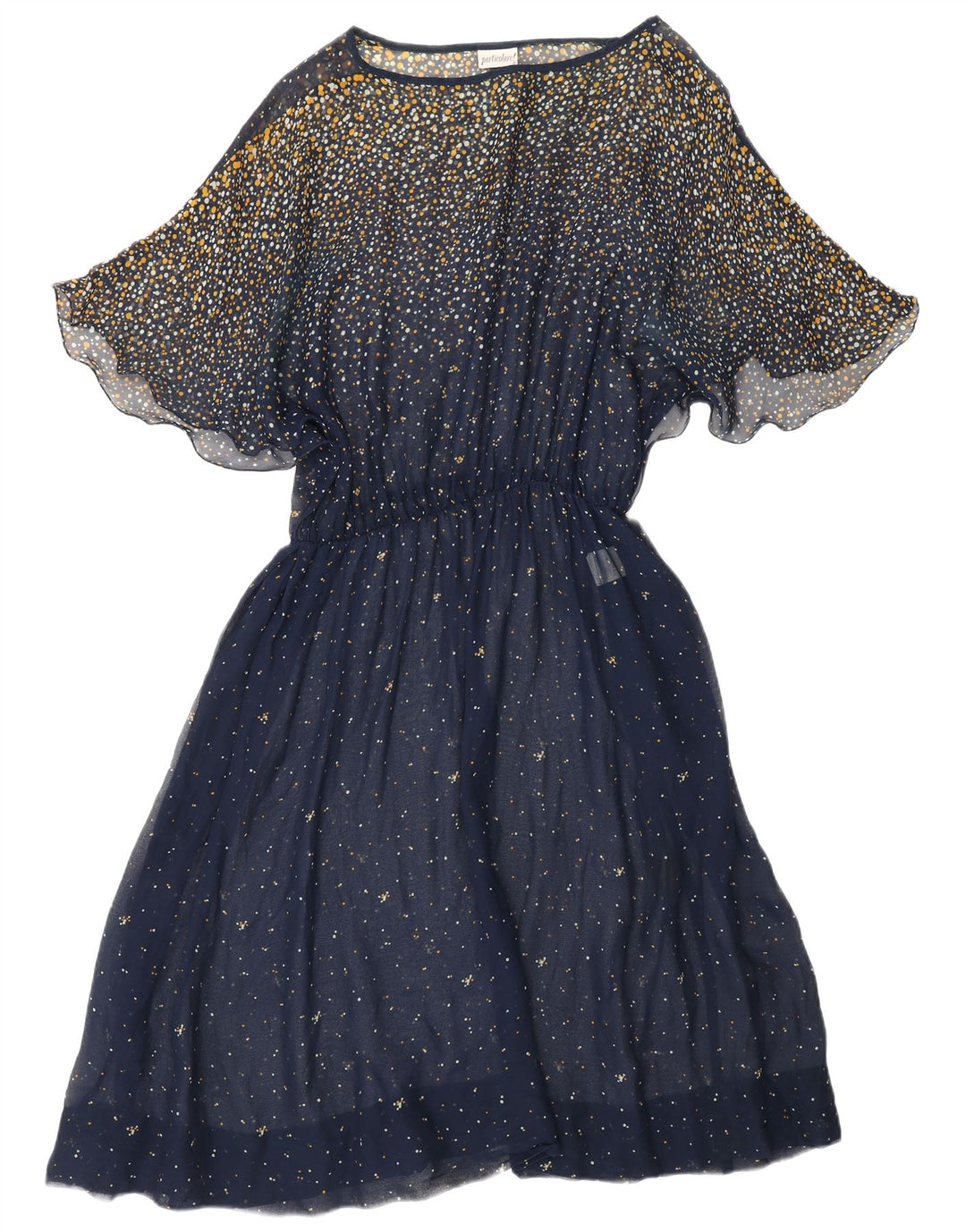 VINTAGE Damska sukienka maxi Batwing UK 18 XL Granatowy octan w cętki