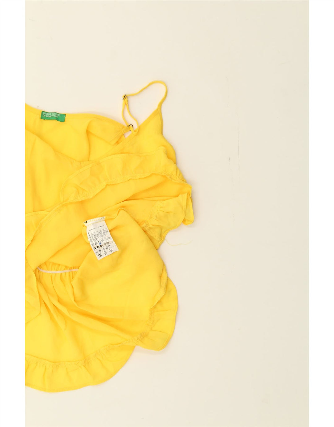 BENETTON Womens Cami Top UK 14 Medium Yellow Polyester Vintage Benetton and Second-Hand Benetton from Messina Hembry 