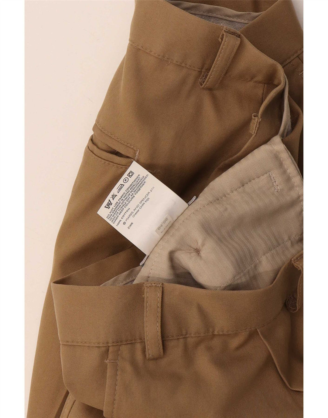 Męskie spodnie Chino Marks & Spencer W38 L31 Beżowa bawełna