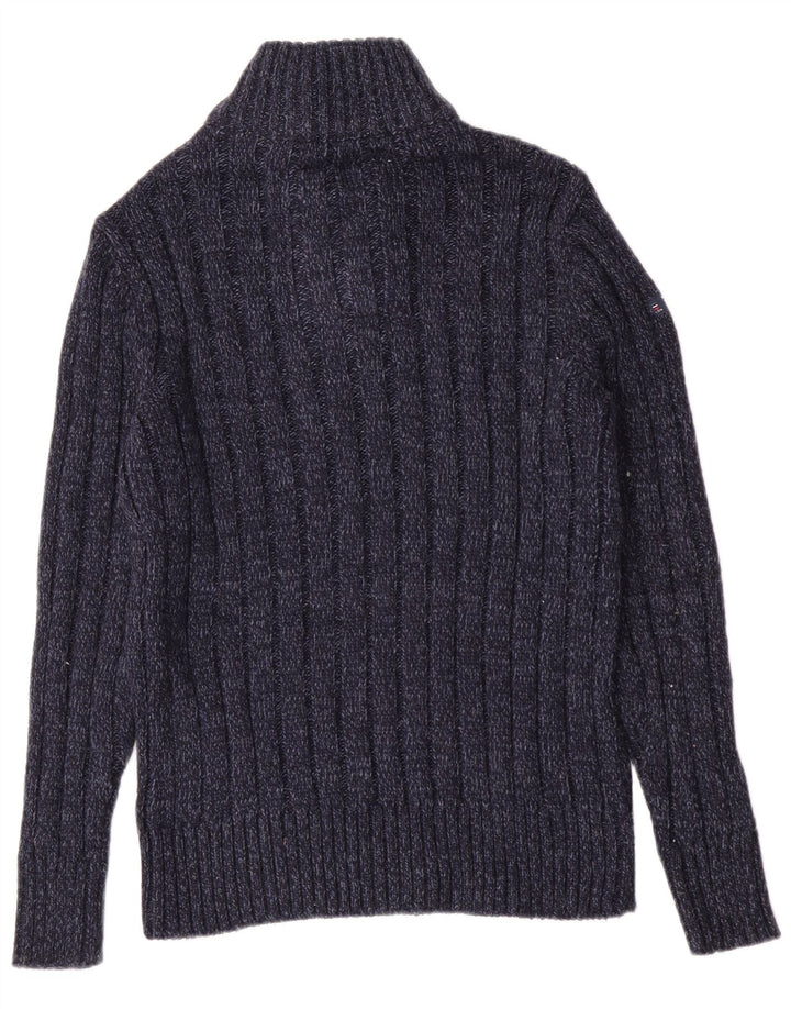Męski sweter Superdry Slim Fit z zamkiem błyskawicznym, średni granatowy, nakrapiany