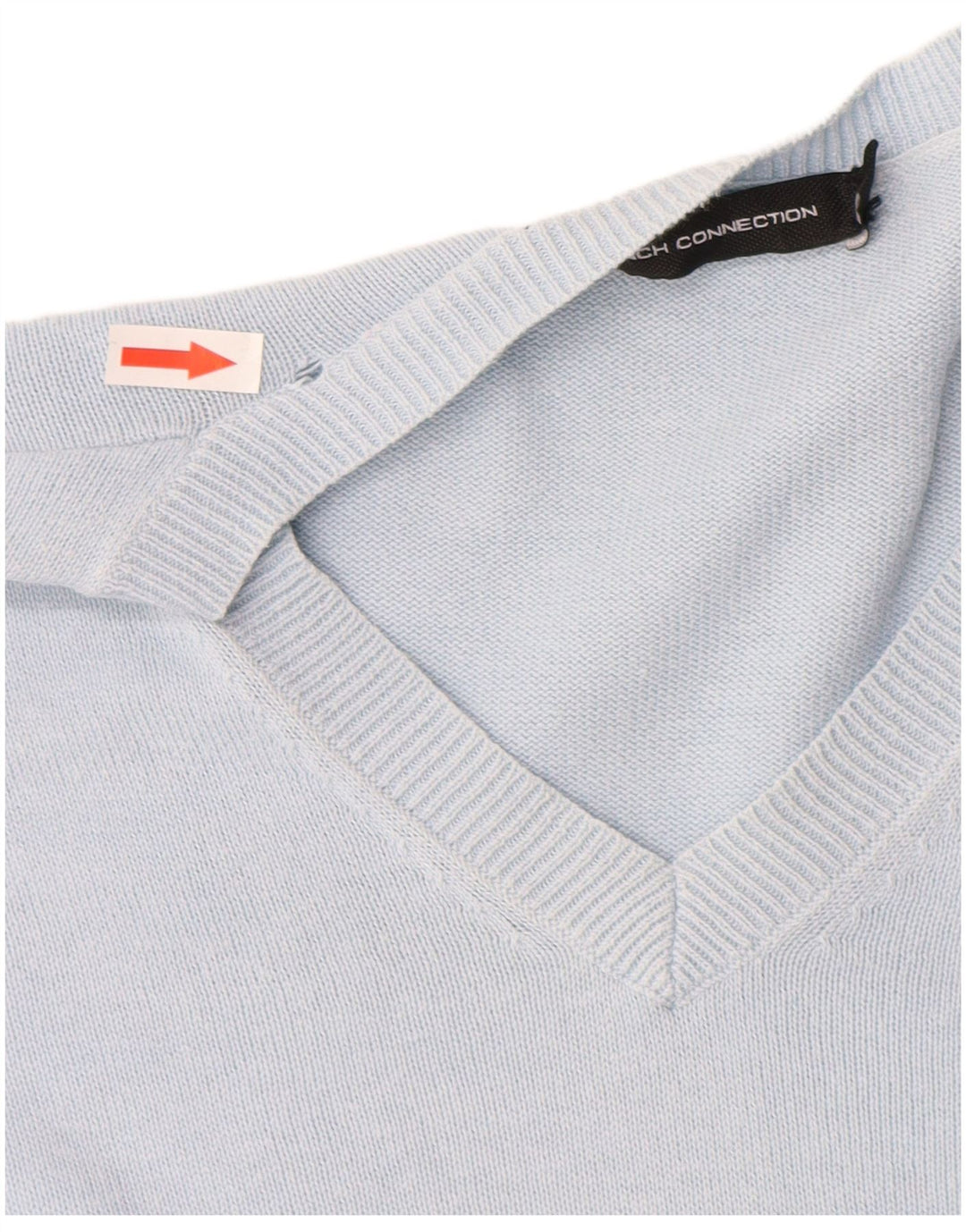 Sweter damski French Connection z dekoltem w kształcie litery V, UK 14, średni niebieski, bawełniany