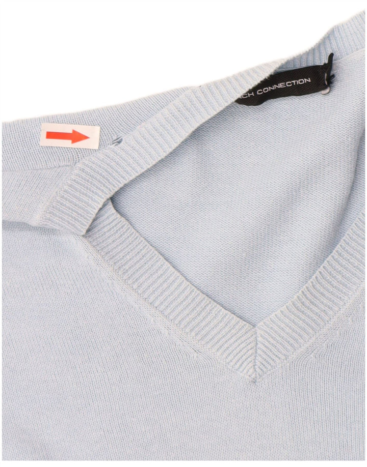 Sweter damski French Connection z dekoltem w kształcie litery V, UK 14, średni niebieski, bawełniany