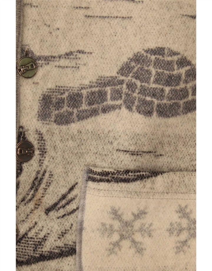 Męski sweter rozpinany bez rękawów w stylu vintage, średnioszary, wełniany