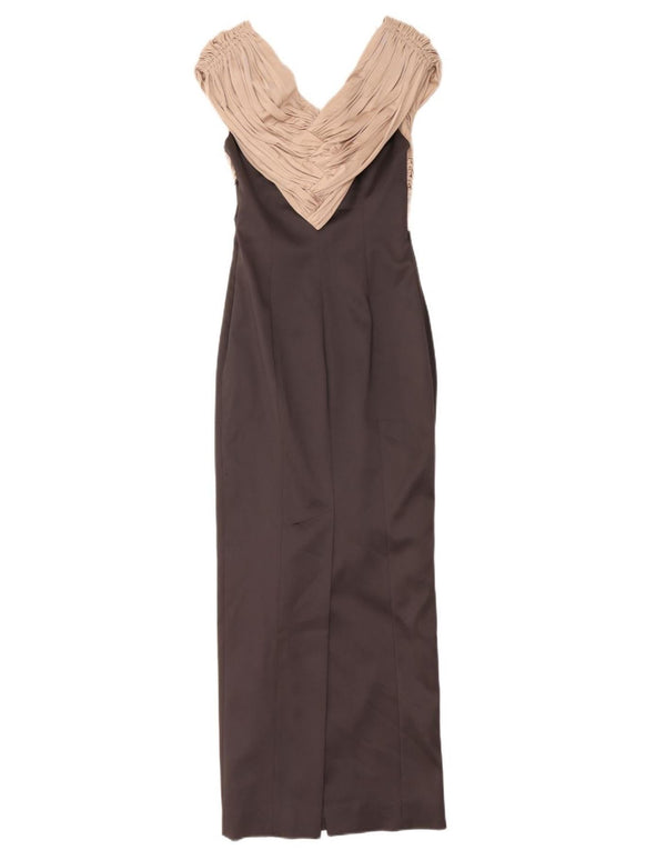 Karen Millen Damska sukienka maxi bez rękawów UK 10, mała, szara, z blokami kolorów