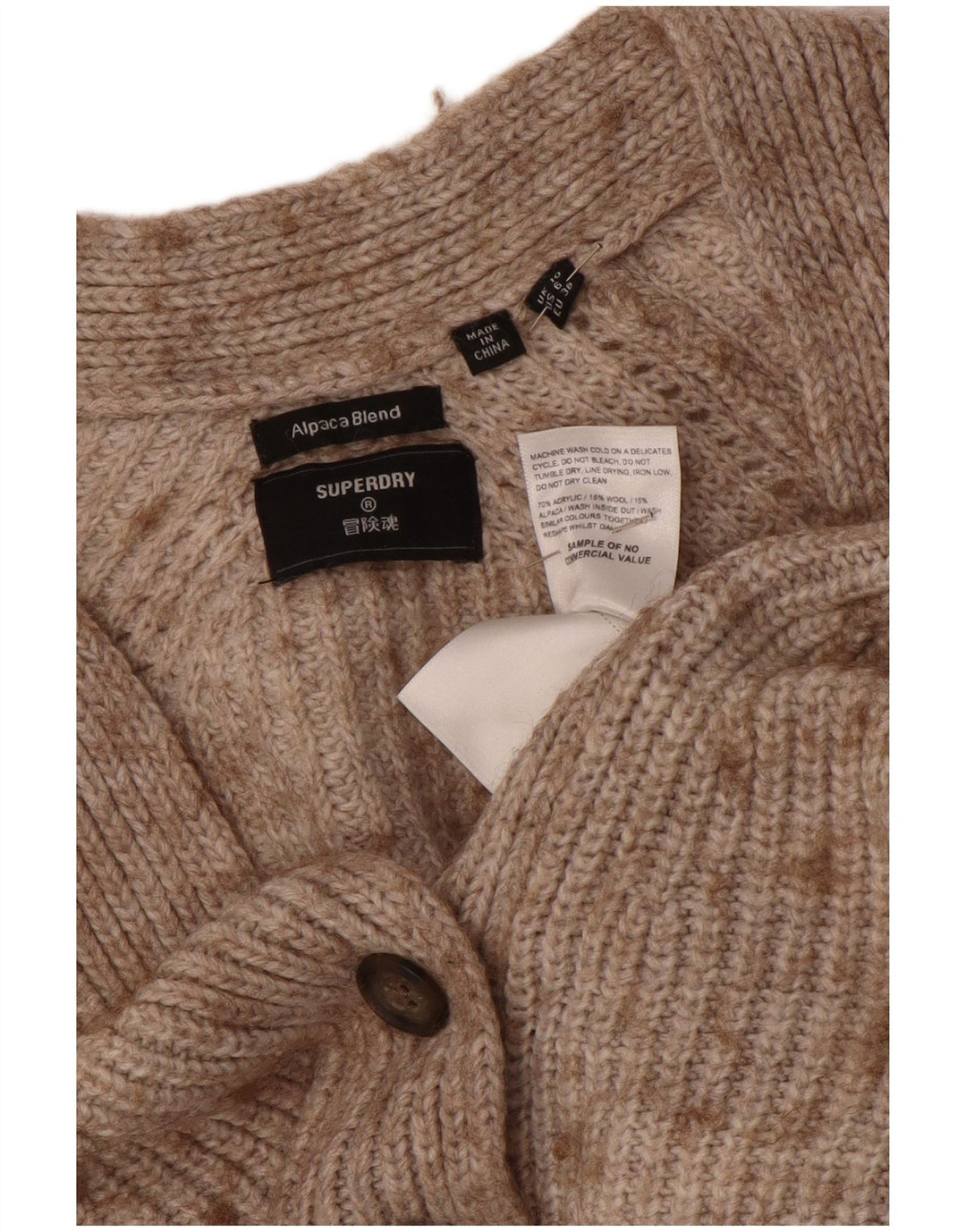 Damski sweter oversize Superdry Crop Cardigan UK 10 Small Beige Flecked