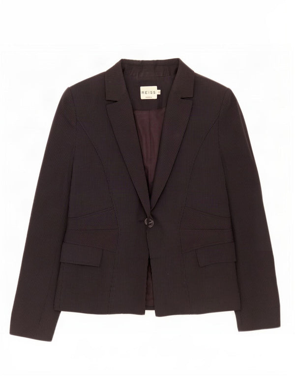Damska marynarka zapinana na 1 guzik Reiss UK 8 Small Black w prążki, wiskoza