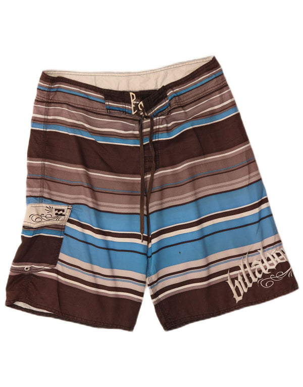 BILLABONG Mens Graphic Swimming Shorts Medium Grey Striped Polyester