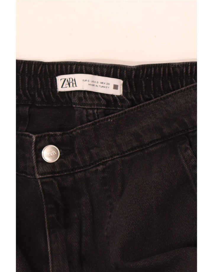 Damskie jeansy z szeroką nogawką Zara Cargo, małe W26 L28, czarne
