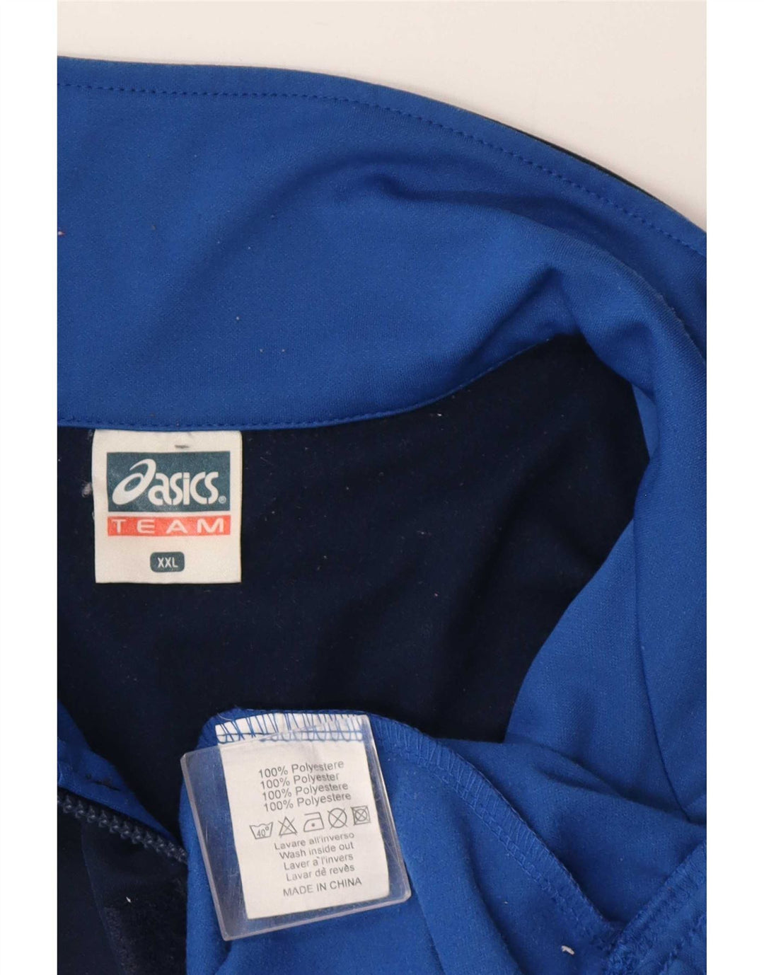 Męski dres Asics z grafiką i zamkiem błyskawicznym, 2XL, niebieski, blok kolorów