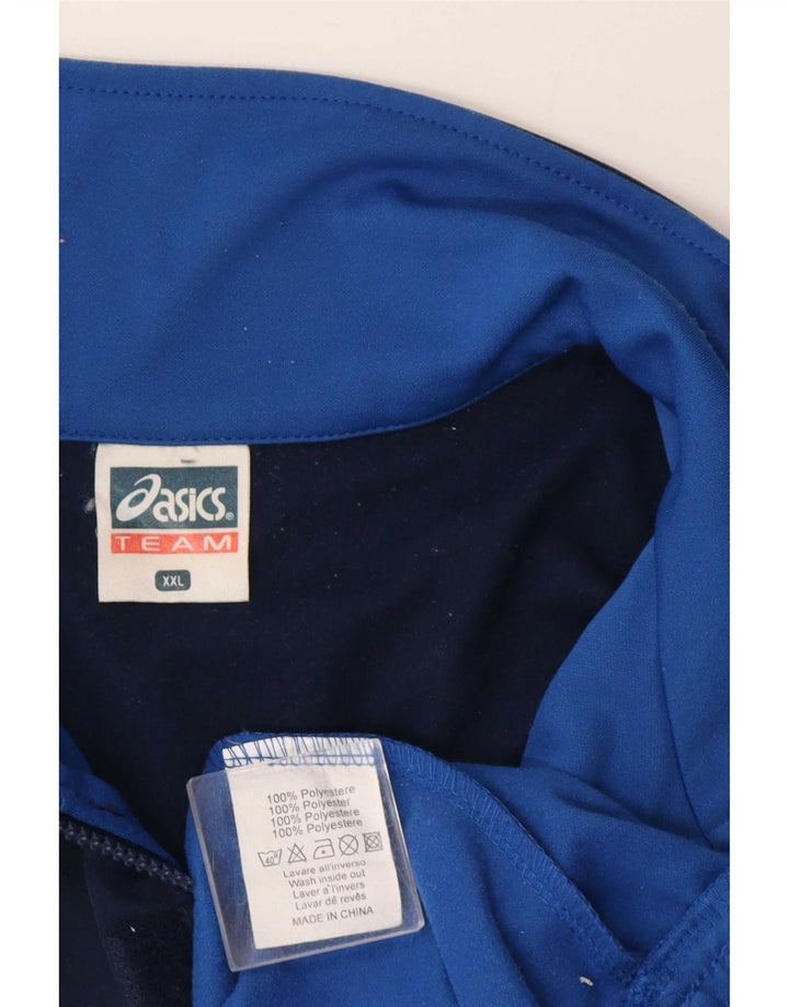 Męski dres Asics z grafiką i zamkiem błyskawicznym, 2XL, niebieski, blok kolorów