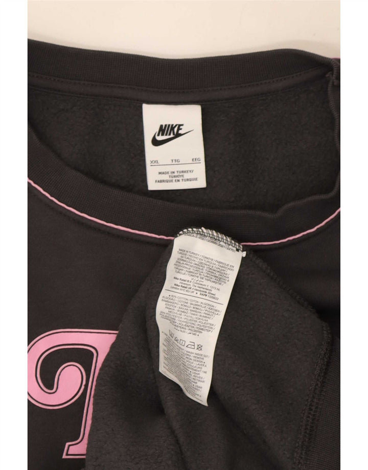 Męski sweter z grafiką Nike, 2XL, szary, bawełniany