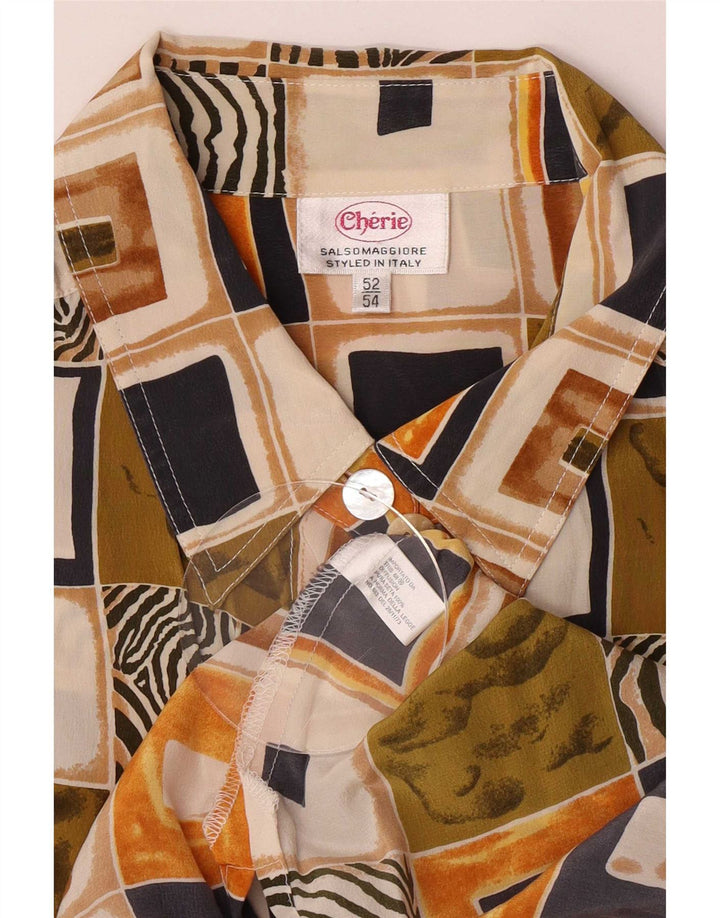 Cherie Damska koszula z krótkim rękawem IT 52/54 2XL Wielokolorowy patchwork Retro
