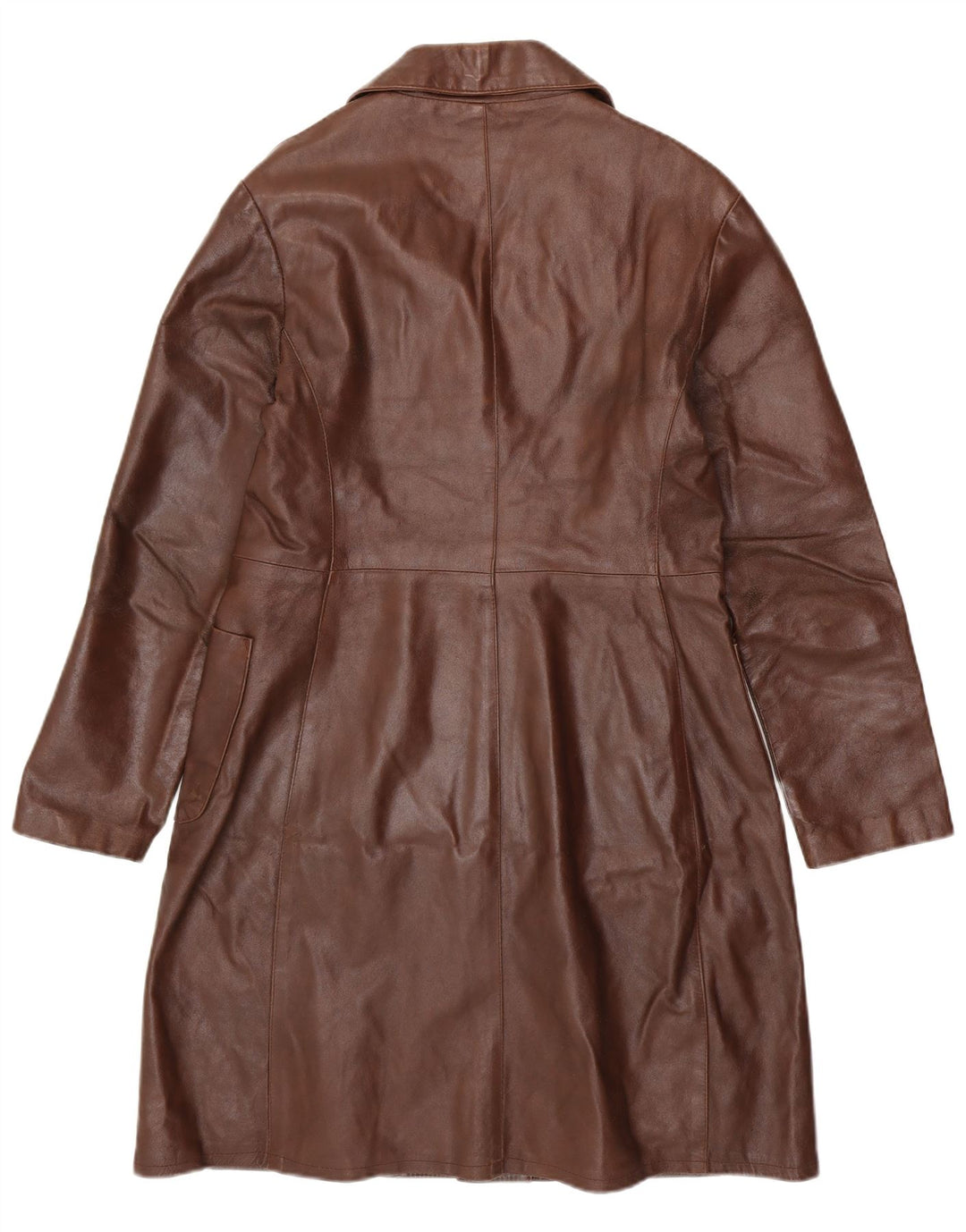 VINTAGE damski płaszcz skórzany UK 18 XL brązowa skóra