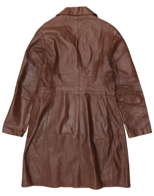 VINTAGE damski płaszcz skórzany UK 18 XL brązowa skóra