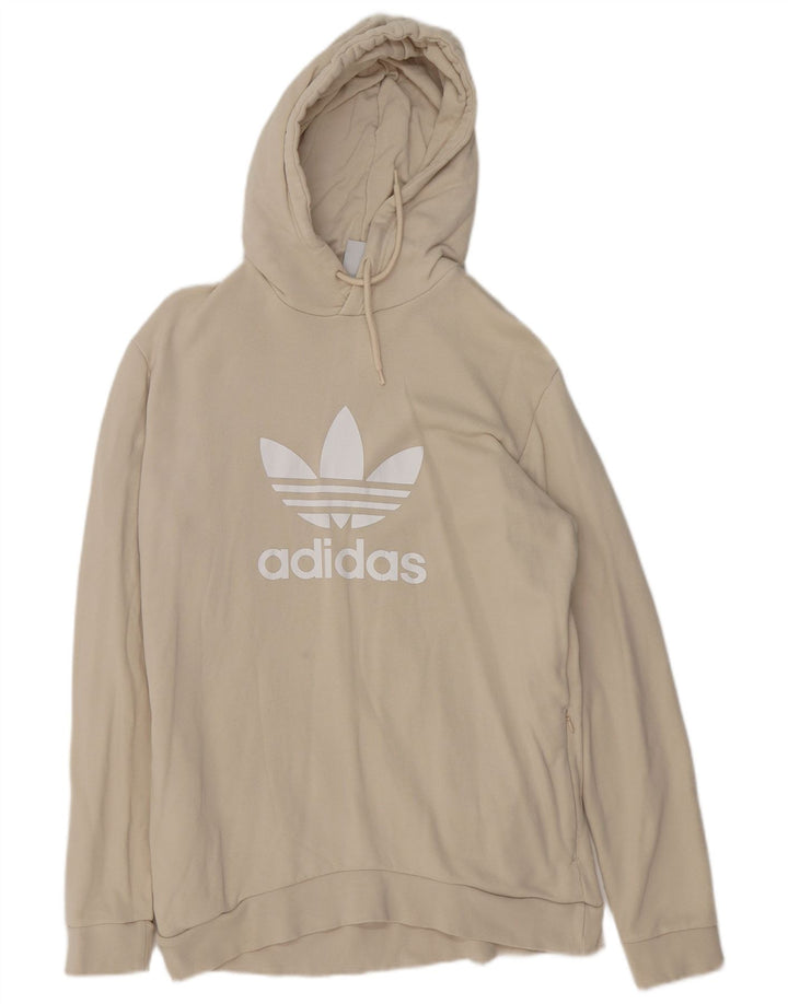Męska bluza z kapturem Adidas Graphic, średnia beżowa bawełna
