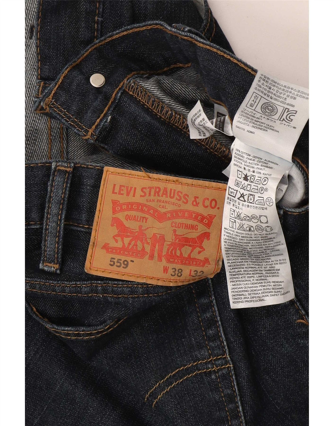 Męskie dżinsy Levi's 559 Straight W38 L32 Granatowa bawełna