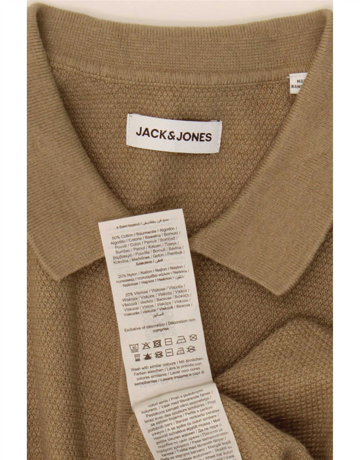 Koszula męska z krótkim rękawem Jack & Jones, średnio beżowa, bawełniana
