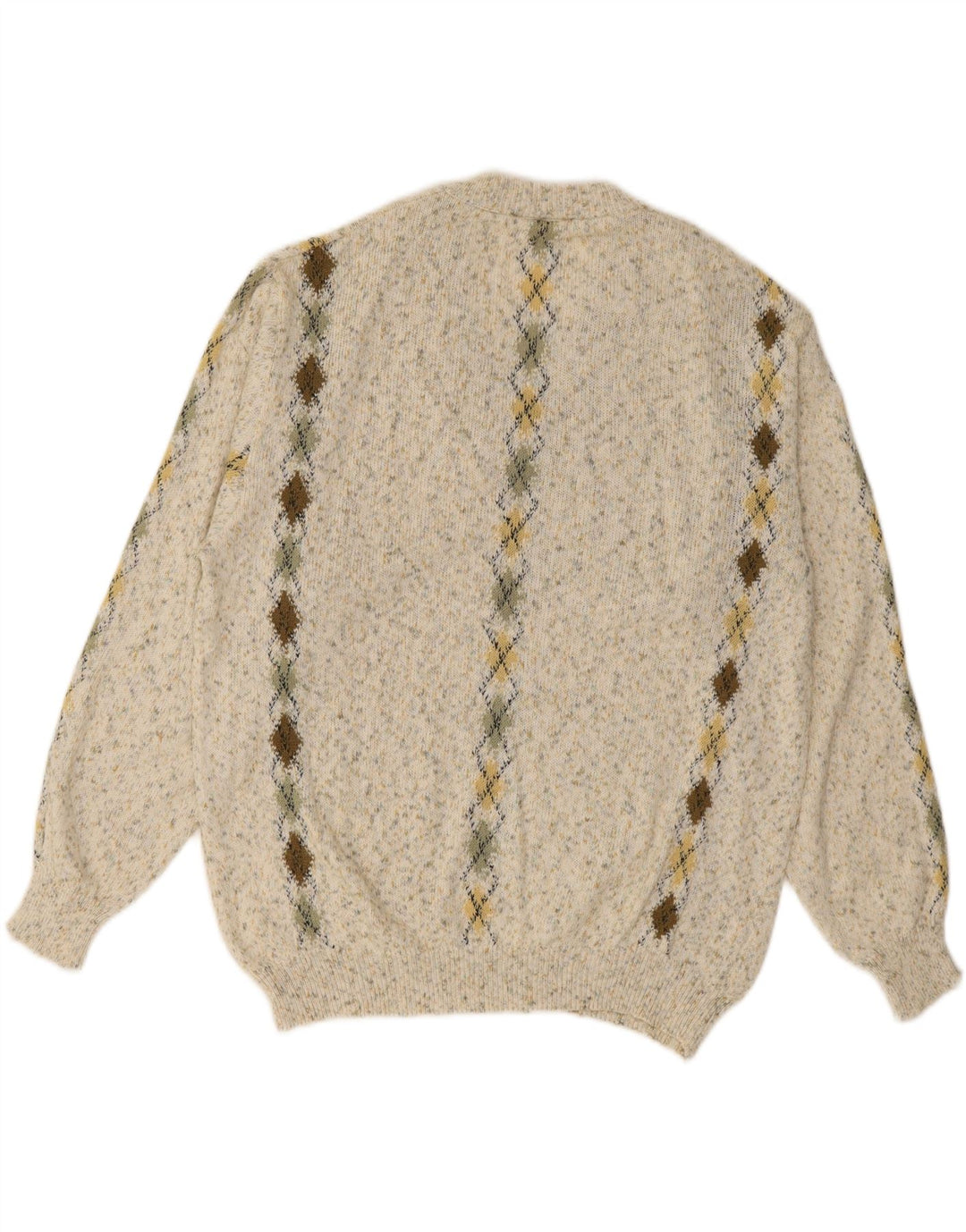 SEVRES Męski sweter z dekoltem w kształcie litery V IT 48 Średni beż Argyle/Diamentowa bawełna