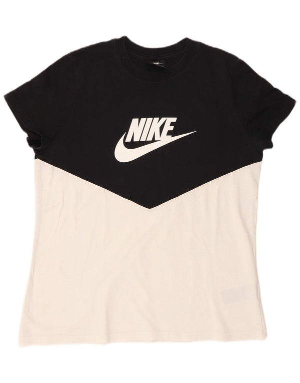 Damska koszulka z grafiką Nike Top UK 16, duża, czarna, bawełniana z blokami kolorów