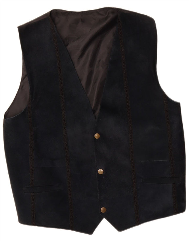 Zamszowa kamizelka męska w stylu vintage, kolor granatowy