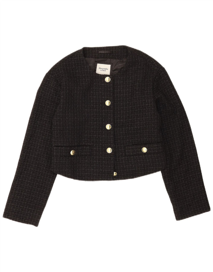 Damska marynarka Abercrombie & Fitch Crop Blazer UK 10 w małą czarną kratkę