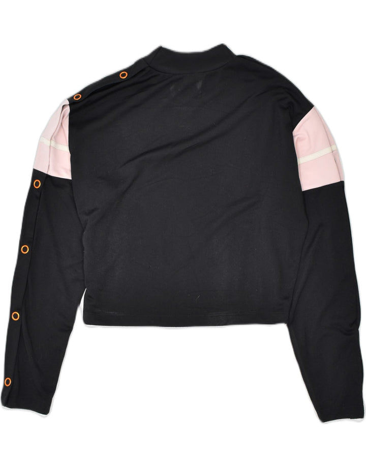 PUMA Womens Oversized Crop Sweatshirt Jumper UK 10 Small Black Colourblock | Vintage | Thrift | Second-Hand | Used Clothing | Messina Hembry 