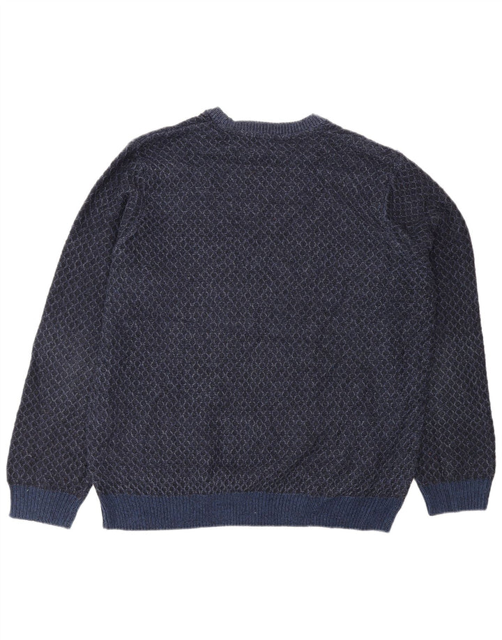 Marks & Spencer Męski sweter z okrągłym dekoltem XL, granatowy, geometryczny