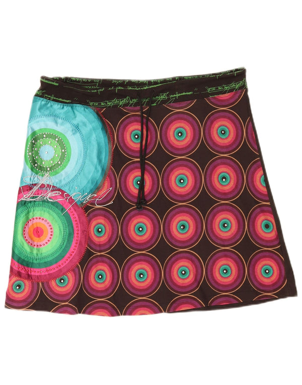 Desigual damska spódnica w kształcie litery A XL W36 czarna geometryczna bawełna