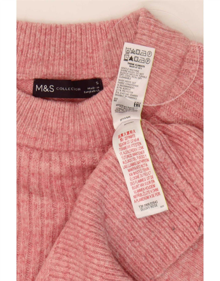 Marks & Spencer Damski sweter oversize z okrągłym dekoltem, UK 10, mały, różowy