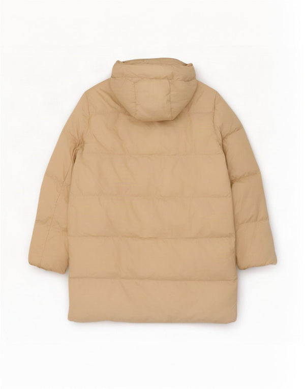 Damski płaszcz z kapturem, oversize, wyściełany Zara UK 6 XS, beżowy poliester