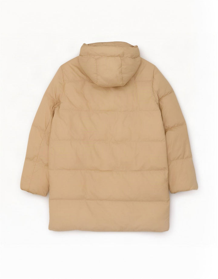 Damski płaszcz z kapturem, oversize, wyściełany Zara UK 6 XS, beżowy poliester
