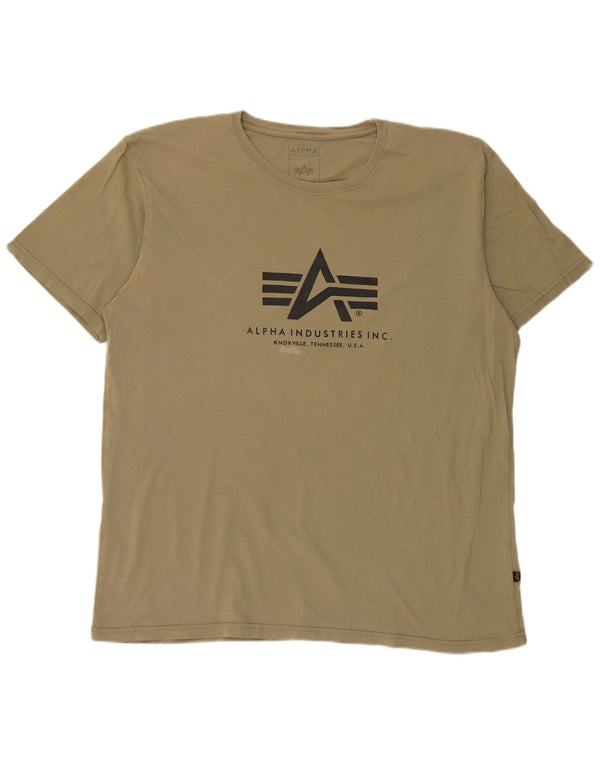 Męska koszulka z grafiką Alpha Industries, bawełniana, khaki, 4XL
