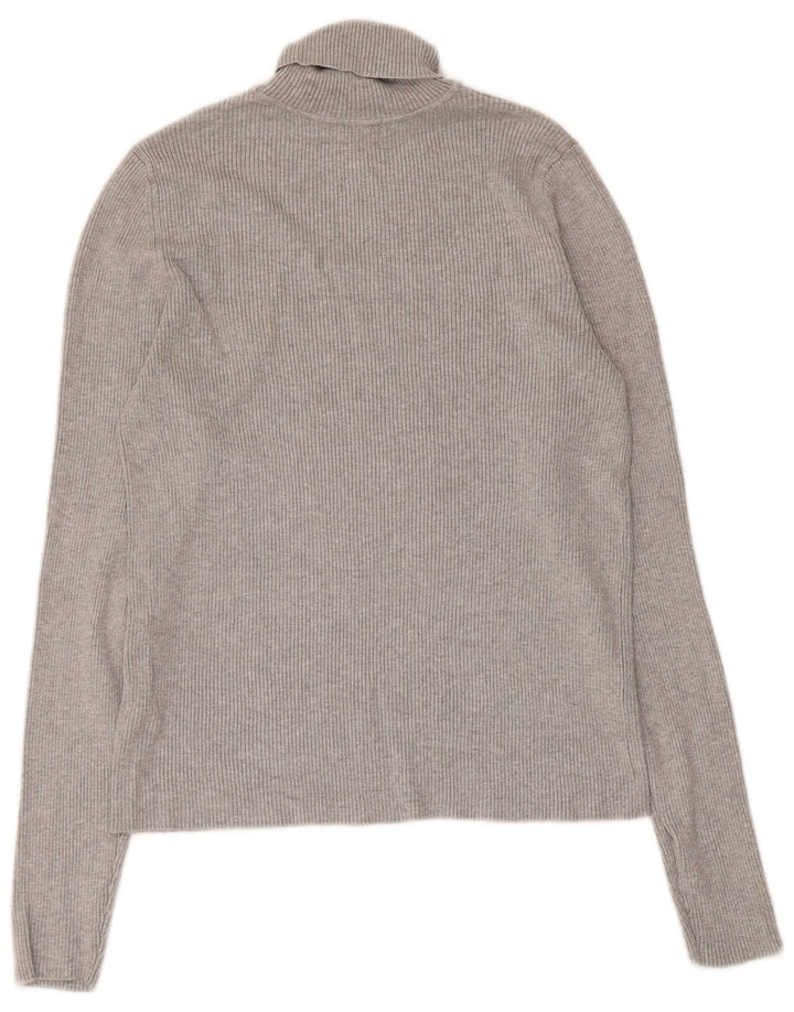 Marks & Spencer Damski sweter z golfem UK 14 Średnioszary wiskoza