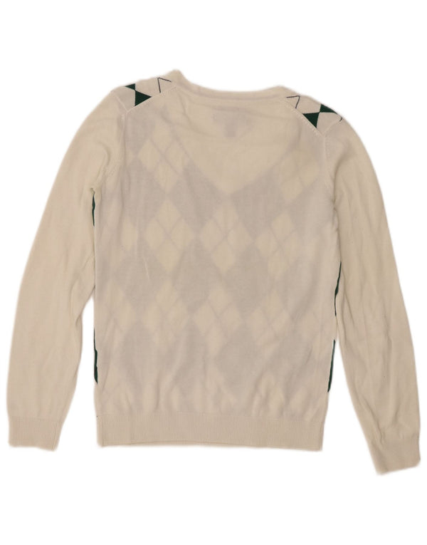 Sweter damski Tommy Hilfiger z dekoltem w kształcie litery V, UK 6 XS, biały Argyle/Diament