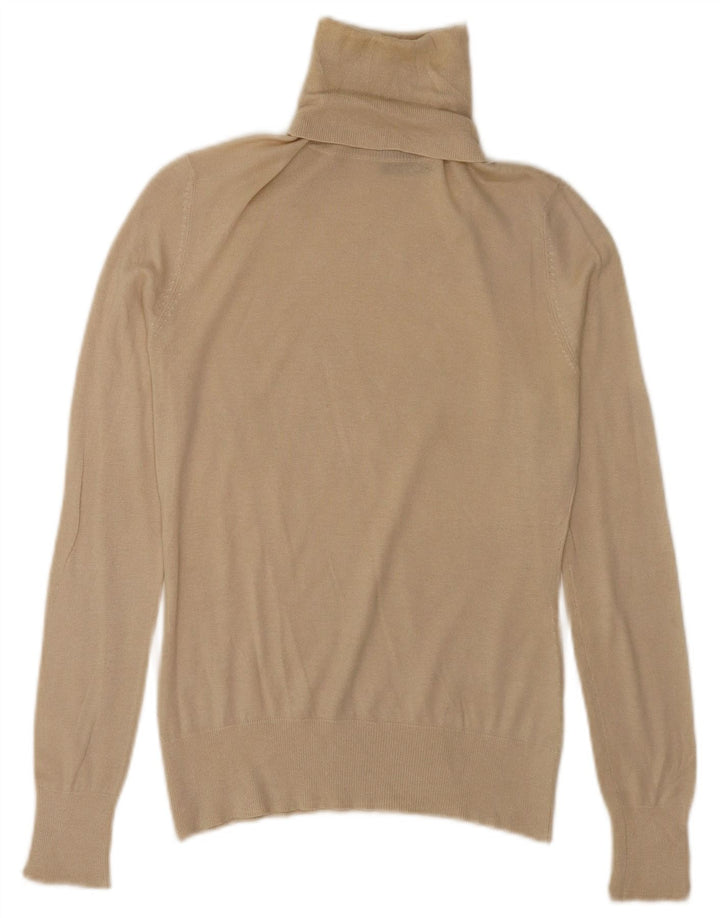 Sweter damski Massimo Dutti z wywijanym dekoltem UK 10 Small Beżowy jedwab