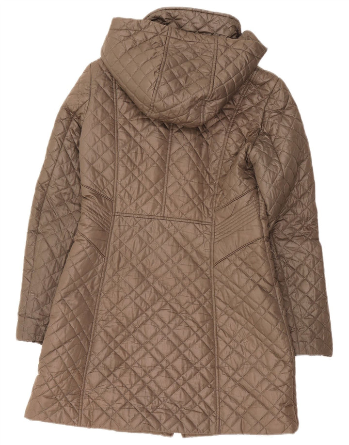Damski pikowany płaszcz z kapturem French Connection UK 10 Small Brown