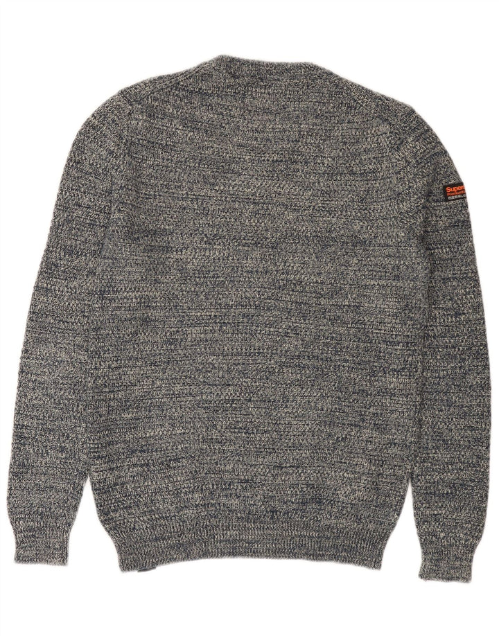 SUPERDRY Męski sweter z okrągłym dekoltem, mały, granatowy, bawełniany w cętki