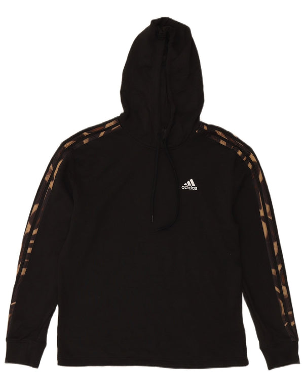 Damska bluza z kapturem ADIDAS UK 12/14 Średnia czarna bawełna w kamuflażu