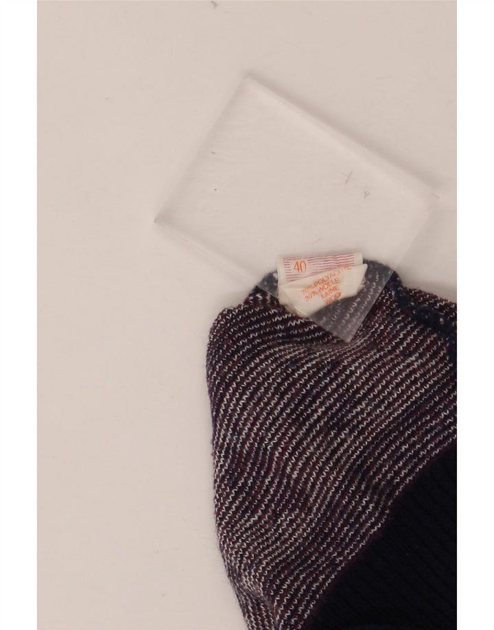 Męski sweter z okrągłym dekoltem w stylu VINTAGE UK 40 Medium Burgundy Fair Isle