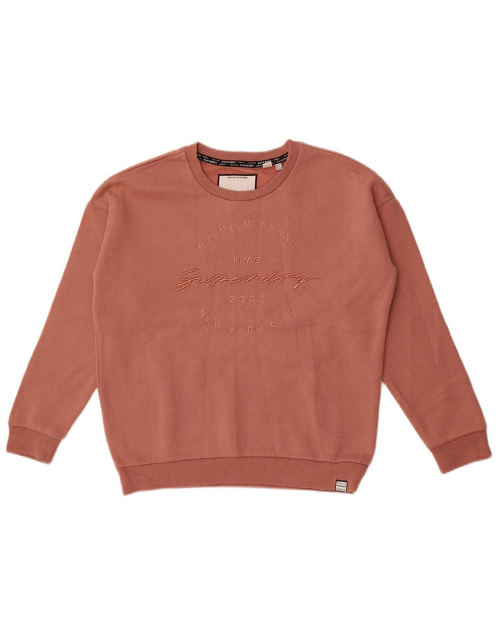 Damski sweter oversize Superdry Graphic UK 10, mały, różowy, bawełniany