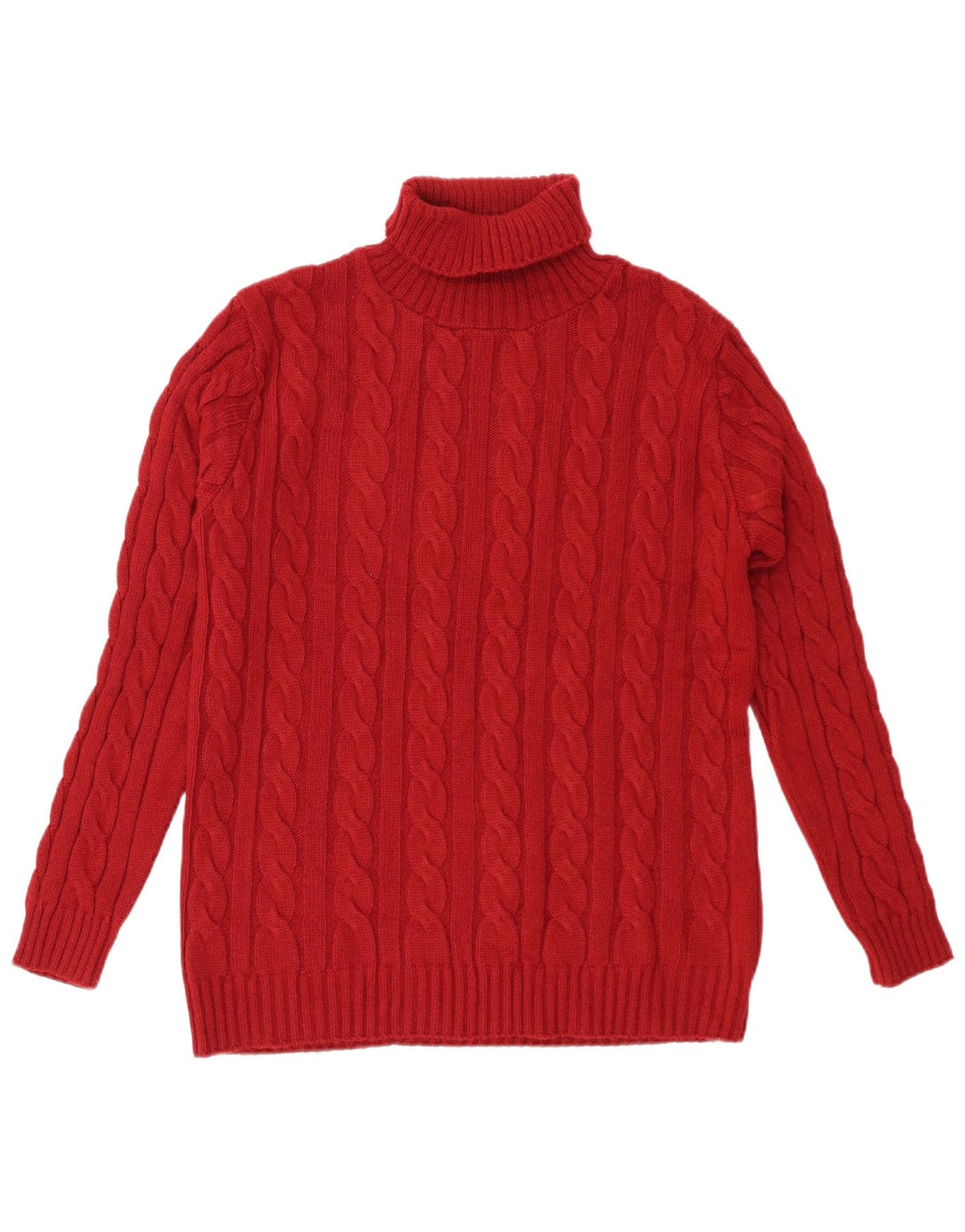 Sweter damski VINTAGE z wywijanym dekoltem UK 14, duży, czerwony akryl