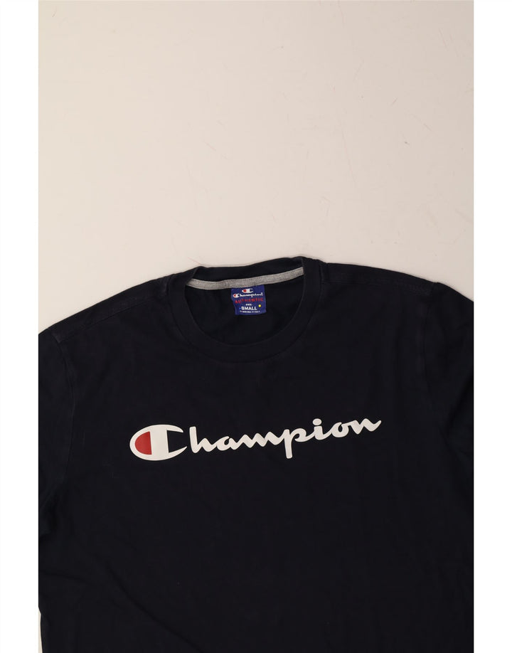 CHAMPION Mens Graphic T-Shirt Top Small Navy Blue Vintage Champion and Second-Hand Champion from Messina Hembry 