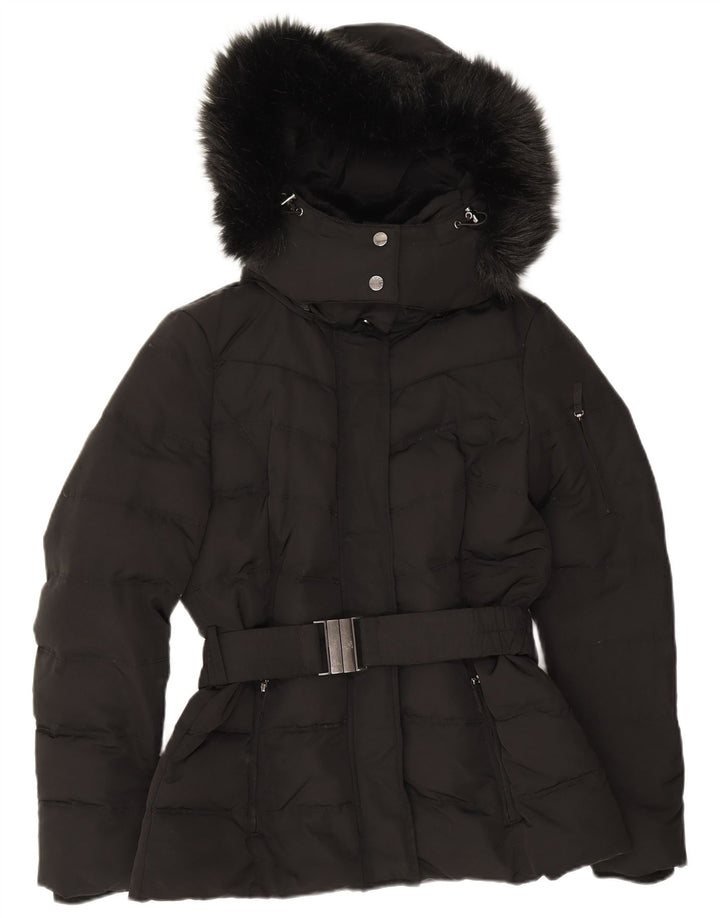 Damska kurtka z kapturem, oversize, wyściełana Esprit UK 10, mała, czarna, poliester