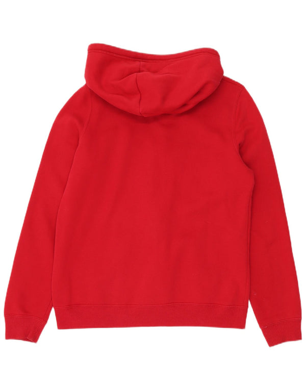 HOLLISTER Womens Graphic Zip Hoodie Sweater UK 14 Medium Red Cotton