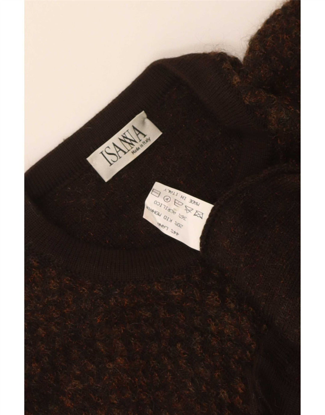 Sweter damski w stylu vintage, brytyjski 16, duży, brązowy, wełniany