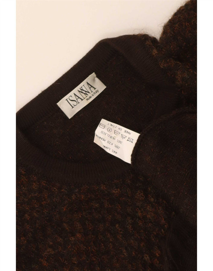 Sweter damski w stylu vintage, brytyjski 16, duży, brązowy, wełniany