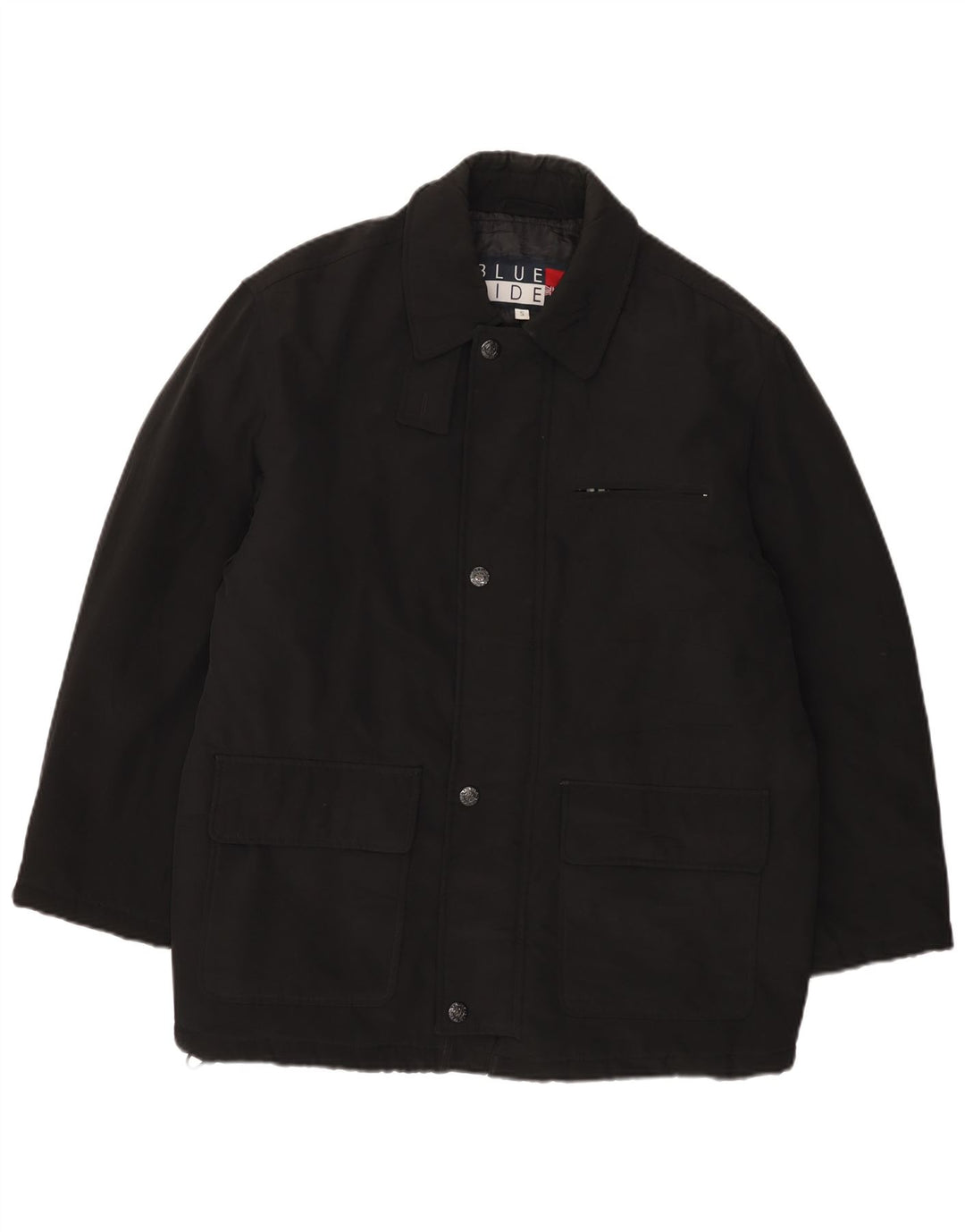 Męska kurtka o luźnym kroju z niebieską stroną, UK 36, mały, czarny poliester