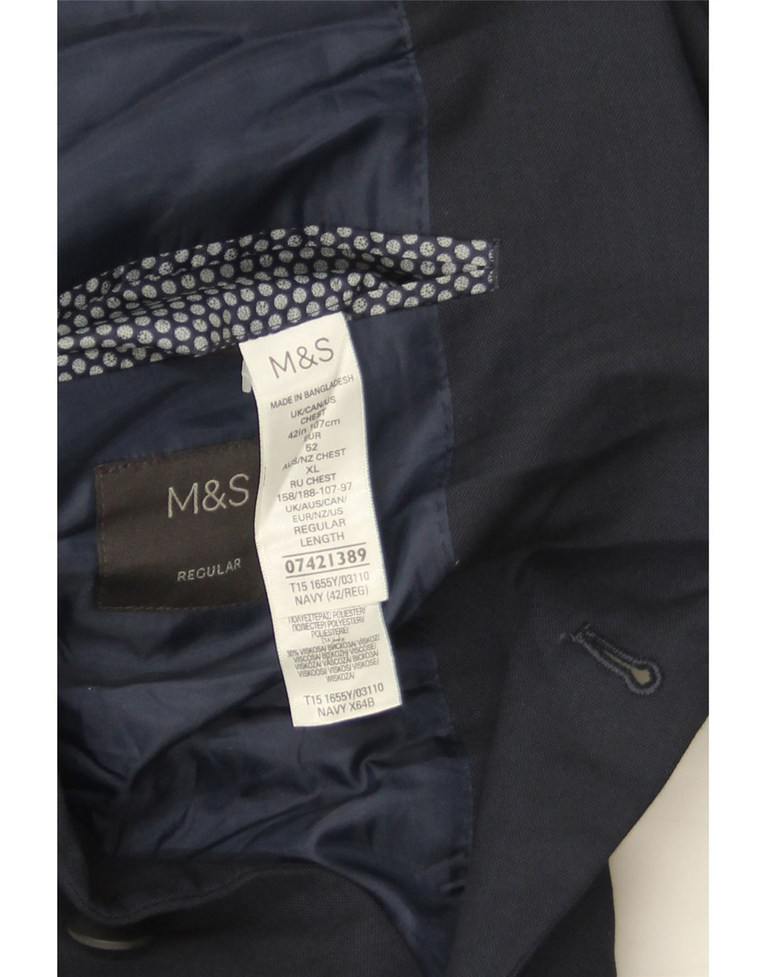 Marks & Spencer Męska marynarka zapinana na 2 guziki UK 42, duża, granatowa
