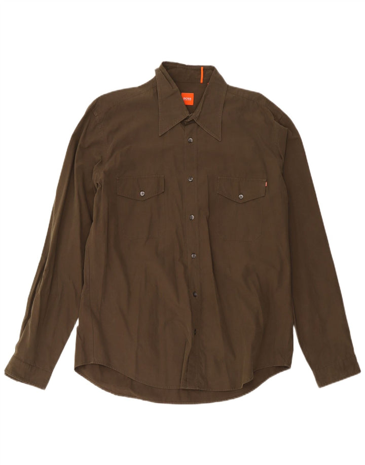 Koszula męska Hugo Boss, duża, bawełniana khaki