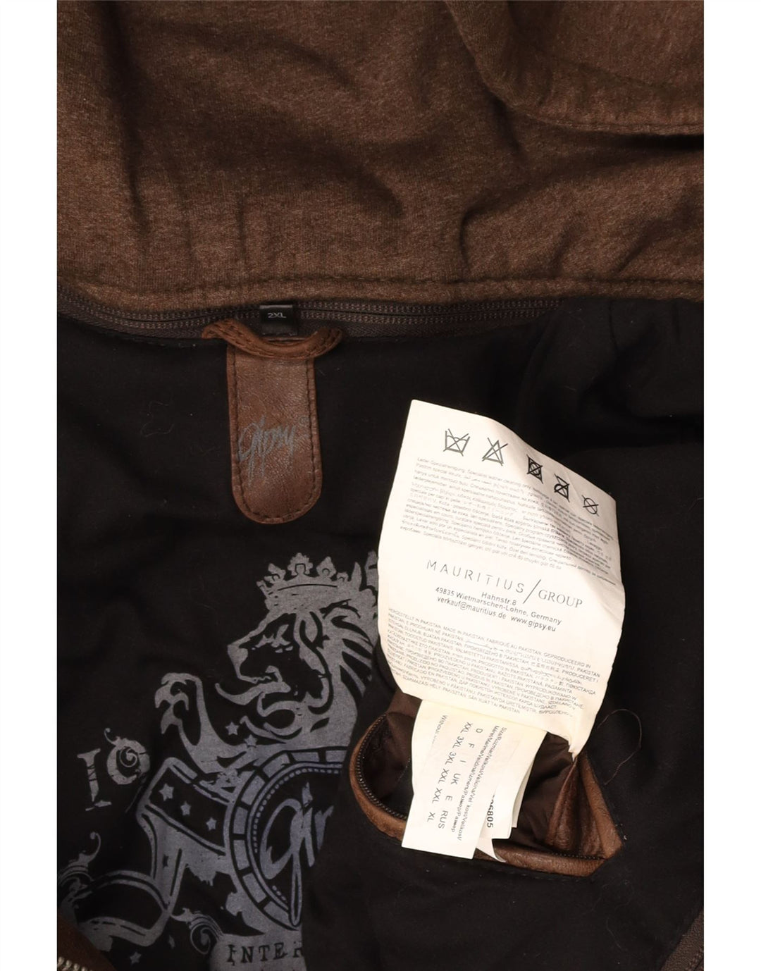 GIPSY Damska skórzana kurtka oversize z kapturem UK 20 2XL Brązowa skóra